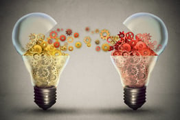 Idea exchange concept. Ideas agreement Investing in business innovation and financial commerce backing of creativity. Open lightbulb icon with gear mechanisms. Funding potential innovative growth.jpeg